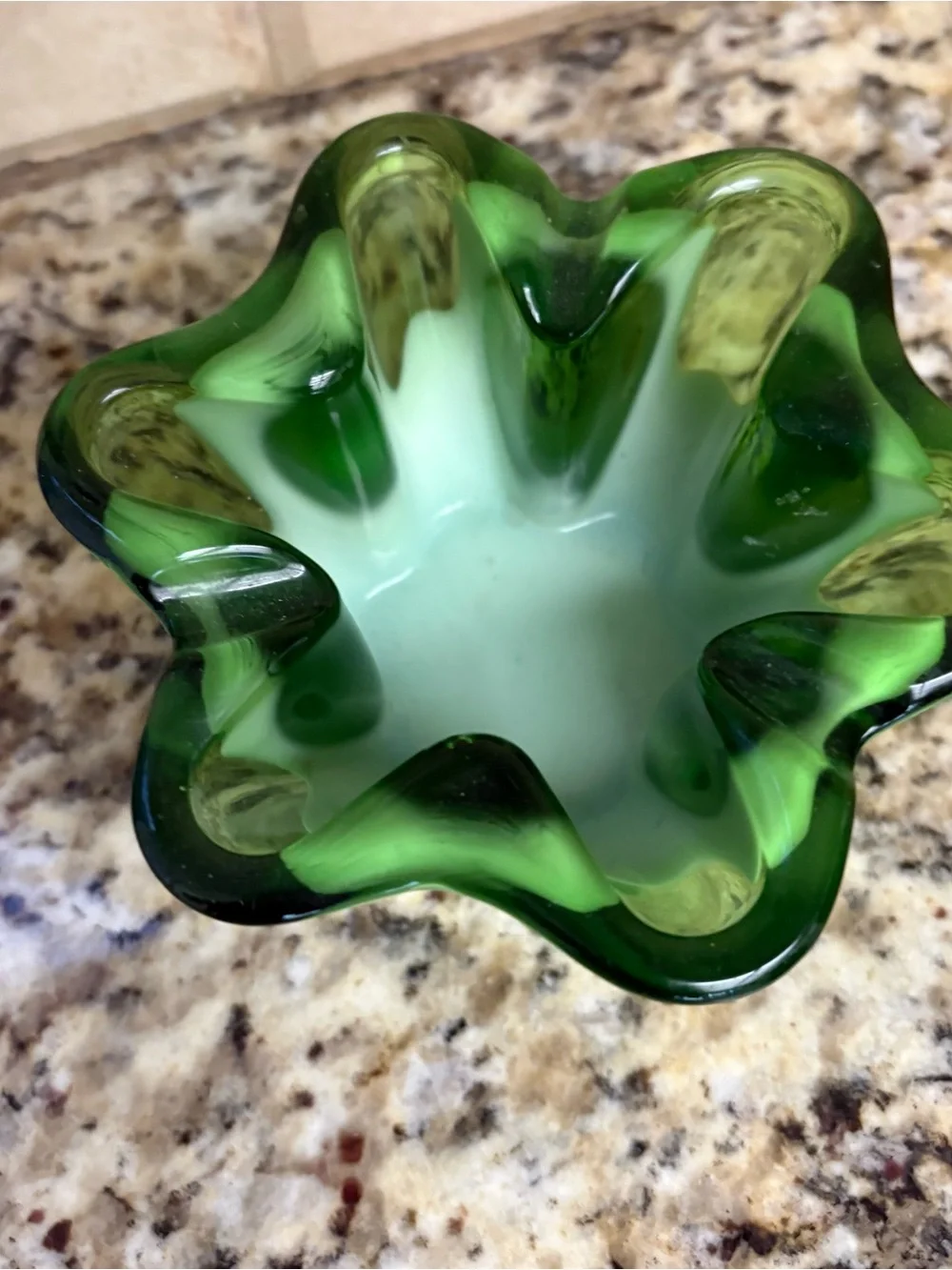 Green Glass Decorative Bowl -